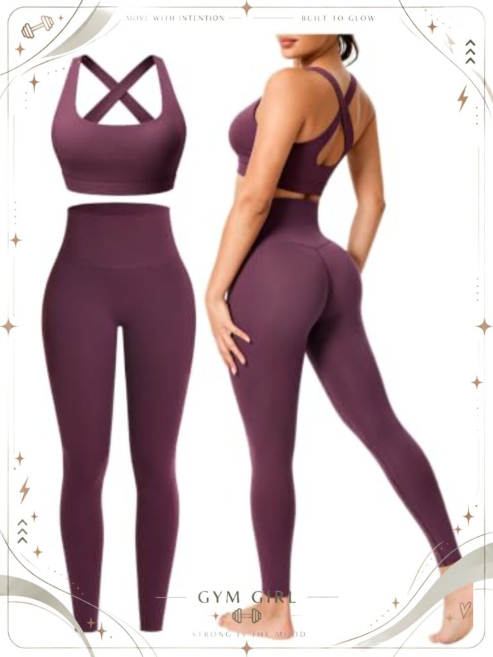 Seamless 2 Piece Workout Set High Waisted Leggings Sports Bra Yoga Gym